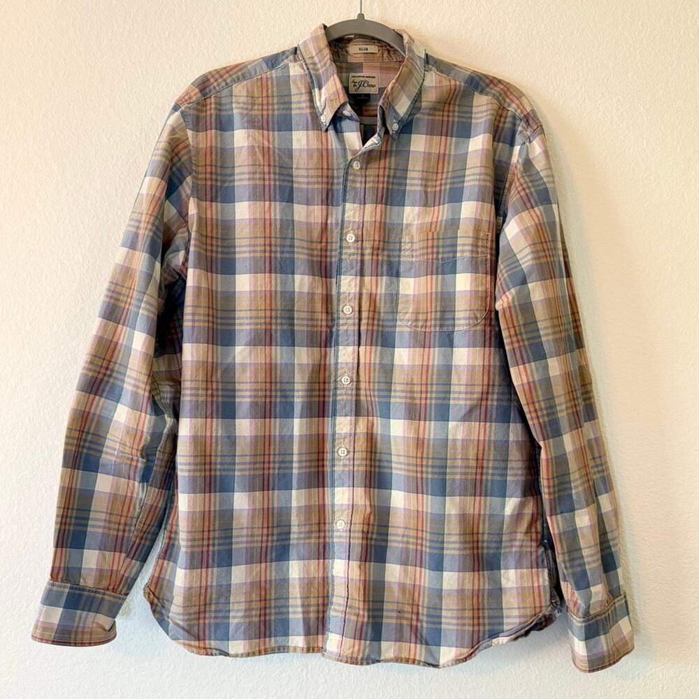 J.Crew Plaid Shirt Size Large Button Down Slim Fit Soft Cotton Preppy Americana